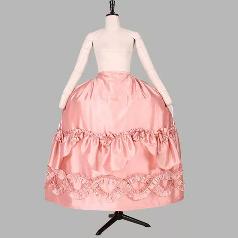 Pink Rococo Marie Antoinette Dress with Cream Ruffle Details - 18th Century Ball Gown - Plus Size